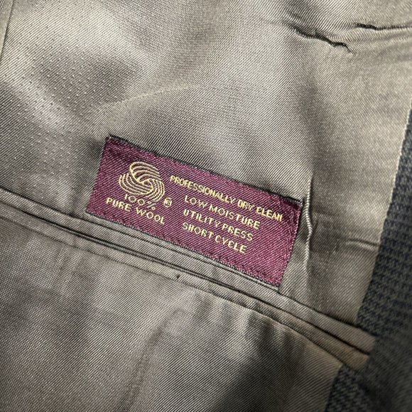 VTG Jos A Bank Business Express 100% Wool Green/Blue Check Blazer Jacket 43R - Picture 11 of 11